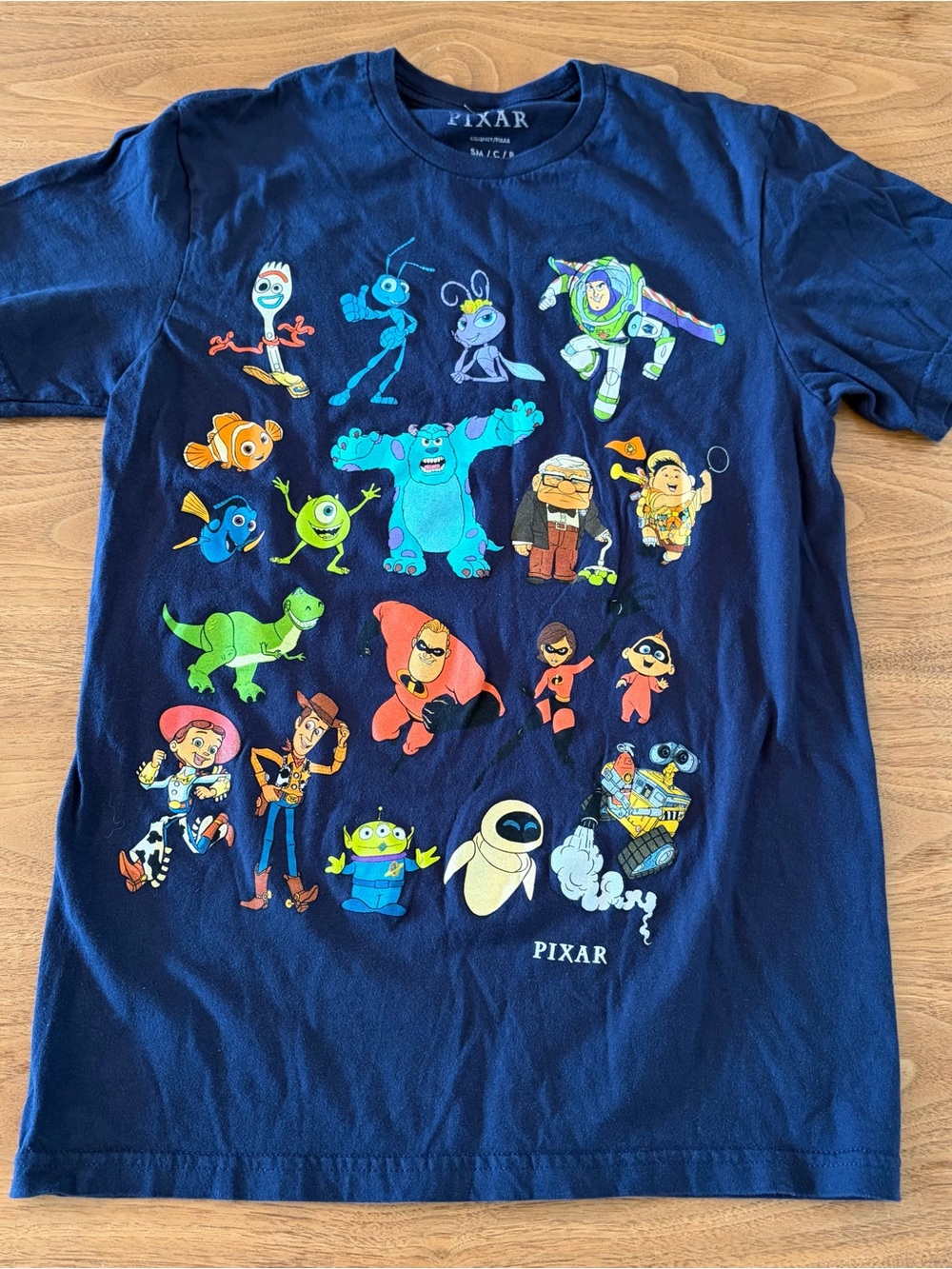 Pixar Navy Blue Character Graphic Tee size S